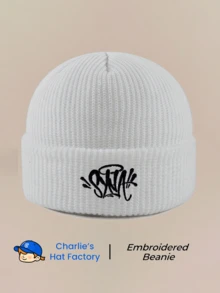 1顶“SYNA WORLD”时尚刺绣针织帽，男女通用户外休闲针织帽，宽松舒适，秋冬季保暖，轻便易携，适合情侣、户外运动、滑雪、圣诞节、返校季等场合作为礼物 - A - 查看 5