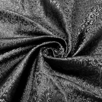 1Pc Black High-Quality Brocade Fabric, Floral Patterns, Elegant Interior Decoration Fabric, DIY Sewing Fabric For Handicrafts, Dress, Evening Gown And Clothing Fabric