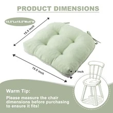 Sage Green Chair Cushions For Dining Chairs,Thick Seat Cushions For Kitchen Chairs With Non-Slip Backing,Waterproof Chair Seat Pads With Ties, 15.5"X15.5"X4" - 鼠尾草綠 - 查看 5