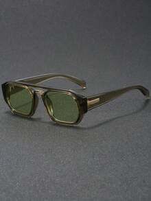 1 pieza Gafas con montura de piloto unisex, gafas, gafas con lentes planos, accesorios Y2K, de vuelta a la escuela, regalo para mujeres, esencial para vacaciones, adecuado para la escuela, ir y venir, vida diaria, juegos móviles, para todas las estaciones - transparente - Ver 4