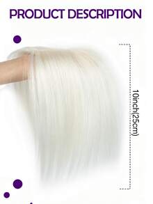 女士隐形夹式假发片，带底座和刘海，直发，灰白渐变色（A01、A02、#1001 款式），三夹固定，轻盈无痕，增加头发蓬松度，适合头发稀疏，遮盖头顶，自然逼真，适合日常佩戴，增加发量并遮盖白发 - 彩色 - 查看 8