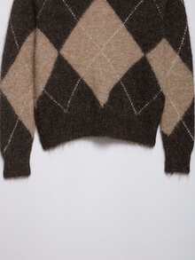 Seelio Autumn/Winter New Arrival Women's Fashion Versatile Diamond Cutout Shoulder Knit Sweater - Brown - View 8