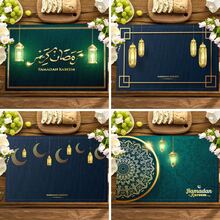1/4/6 szt. lniane podkładki pod talerze z motywem latarenki Ramadan, błogosławieństwa Ramadanu, prezent na Ramadan, dekoracja Ramadanu, odpowiednie na stół jadalny, dekoracja całoroczna, zmywalne podkładki, wystrój domu, podstawki, maty na stół kuchenny, dekoracja na imprezy wewnątrz i na zewnątrz, wystrój domu, idealny prezent - Wielokolorowe - Zobacz 1