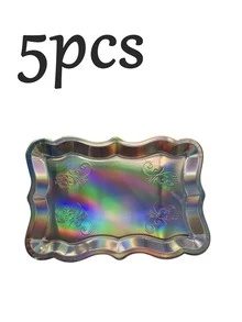 20/10/5pcs 9" X 13" Elegant Gold Rimmed Rectangular Paper Plates, Suitable For Dessert Display, Dining Table Party, Cupcake Display, Birthday Party, Wedding, Bridal Shower, Picnic, Everyday Home Use - Multicolor - View 25