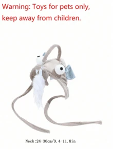 1个灰色猫咪帽子，带羽毛和耐用磨牙棒，逗猫棒互动玩具，适合所有季节，鼓励猫咪运动和娱乐（款式随机发送） - 灰色 - 查看 6