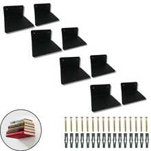 8 Suportes Para Livros Flutuante Organização Prateleira Suspensa Design Invisível Moderno Aço - Preto - Visão 10