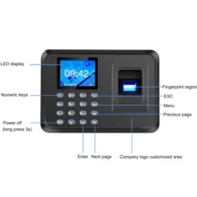Fingerprint Password Time Clock, 2.4-Inch TFT Color Screen, Records Up To 1000 Fingerprints, Biometric Time Clock, Digital Attendance, Biometric Fingerprint Attendance Machine In Spanish, Password Fingerprint Recorder For Businesses, LCD Screen For Clock-In And Clock-Out, USB - 黑色 - 查看 5