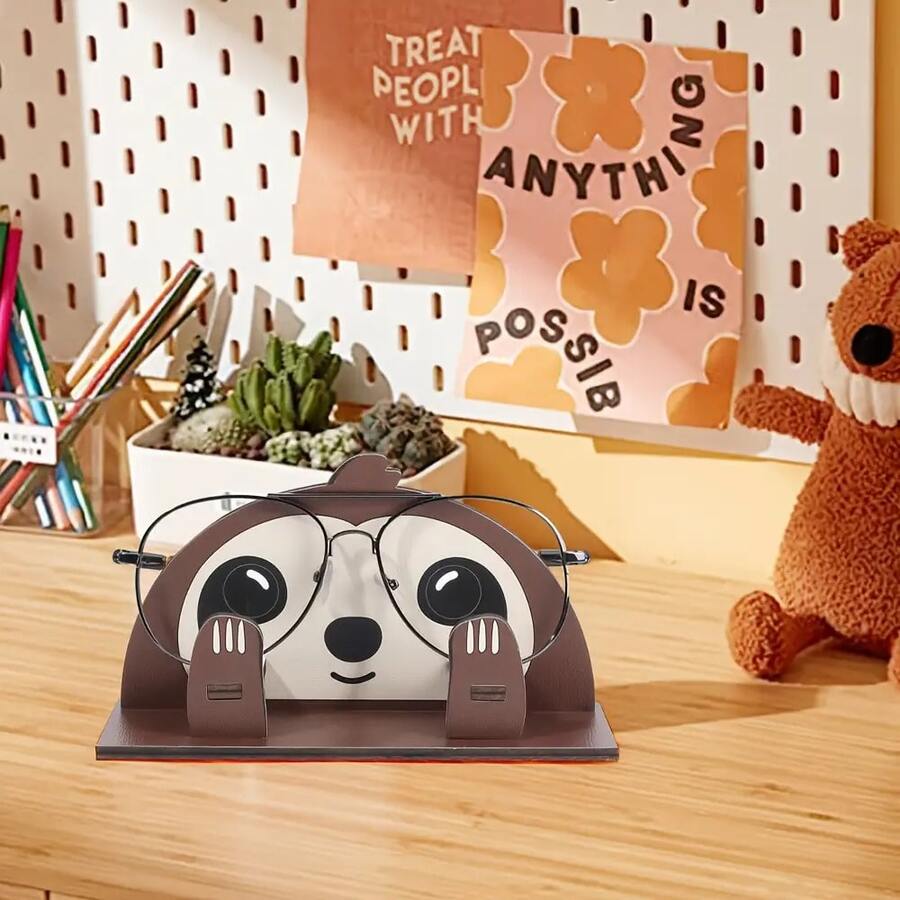1pc Creative Animal Shaped Sunglasses Storage Rack, Detachable Wooden Desktop Eyeglasses Display Stand, Animal Shaped Glasses Organizer, Vanity Eyewear Holder - Animal - View 1