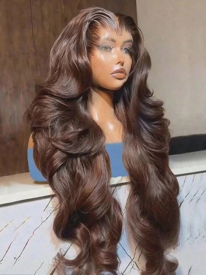 GABRIELLE Brown Chocolate Human Hair Wig 13X6 13x4 Body Wave Lace Front Wigs Human Hair 200% Density Transparent HD Lace Frontal Wigs Human Hair Pre Plucked Chocolate 4# Colored Brown Chocolate Brazilian Virgin Body Wave Lace Front Wigs For Women
