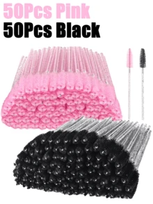 200/100/50/10件套睫毛刷、睫毛膏刷（带收纳盒）、一次性软毛眉刷、睫毛嫁接刷、眉刷、蓖麻油刷（水晶粉+水晶黑）、赠品 - 彩色 - 查看 7