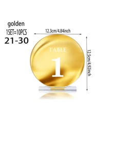 Gold Round Acrylic Mirror Table Number Plates, Wedding Signage, Party Decor Table Center Pieces - Gold - View 8