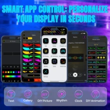 motos accesorio- luces led para moto, tamaño 10.2*34.8 cm, ojos LED para automóviles, controlada por app, texto/imágenes animadas personalizables DIY, suave y plegable, con alimentación USB, adecuada para motocicletas, automóviles, letreros de tiendas y decoraciones navideñas - 10,2 cm x 34,8 cm - Ver 5