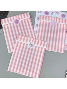 10/50 piezas Bolsas de regalo de 4.7x6.7 pulgadas, incluyendo bolsas para envolver regalos, bolsas de papel pequeñas para accesorios, bolsas de papel con patrón a rayas, bolsas de regalo de caramelo reforzadas, bolsas de papel decorativas DIY, adecuadas para Navidad, Día de San Valentín, bodas, cumpleaños, bolsas de regalo para fiestas, bolsas para envolver regalos. - Multicolor - Ver 1