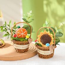 一套人造花束，包含花篮和钩编花朵，适合作为生日或周年纪念礼物送给妈妈、女友、朋友、女性，也适合作为母亲节、情人节、父亲节、婚礼纪念品、节日派对家居及餐桌装饰、圣诞礼物、家居装饰、卧室及浴室装饰、办公桌装饰。 - 彩色 - 查看 6