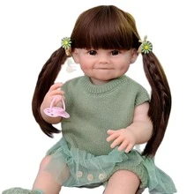 1个55厘米逼真微笑娃娃，生动可爱，可水洗，重生娃娃，精美节日礼物，角色扮演玩具 - 綠色 - 查看 2