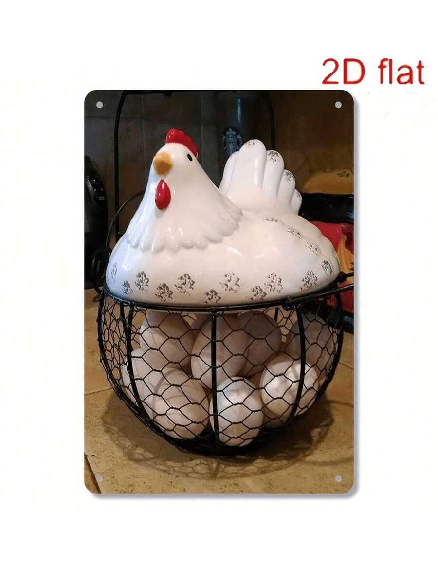 1pc, Vintage Chicken Egg Basket With Lid Metal Vintage Iron Signage (8''x12'') - Metal Wire Egg Holder For Kitchen Counter - Farmhouse Decor And Storage Solution For Fresh Eggs, Outright Funny Poster, Outdoor Wall Decoration, Porch Garage Home Decoration, Coffee Bar Club Decoration, Farm Garden Wall Art Iron Signage Decoration, Holiday Gifts - trắng - Xem 1
