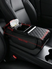 1 Universal Faux Leather Car Armrest Pad With Tissue Box, Coaster, And Storage Pocket - Functional 4-In-1 Comfortable And Durable Vehicle Center Console Cover,Car Armrest Storage Box, Car Armrest Pad, Central Armrest Box, Premium Ergonomic Armrest Box, Comfortable Driving Upgrade, Wear-Resistant And Easy To Clean, Fit Multiple Vehicle Models, New Tissue Box Storage With Cup Holder, Layered Storage, Great Gift For Holidays