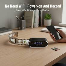 Tragbare 2-in-1-Digitaluhr mit Kamera, 1080P FHD WLAN-Kamera, Fernzugriff über WLAN und Hotspot, lokale Aufzeichnung auf SD-Karte (nicht im Lieferumfang enthalten), 2600-mAh-Akku, Nachtsicht, Bewegungserkennung, ideal für Smart Home, geeignet für Zuhause, Büro, Hotel und Geschäft. - nur Kamera - Übersicht 3
