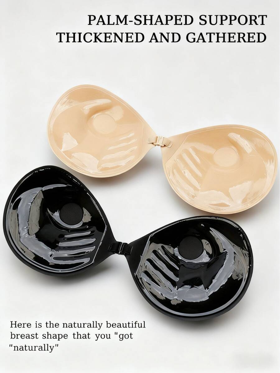 2/1pcs Adhesive 3CM Thickness Push Up Bra, Backless Strapless Bra Dress Invisible Bra, Reusable Breast Enlargement Bra - 彩色 - 查看 1