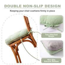 Sage Green Chair Cushions For Dining Chairs,Thick Seat Cushions For Kitchen Chairs With Non-Slip Backing,Waterproof Chair Seat Pads With Ties, 15.5"X15.5"X4" - 鼠尾草綠 - 查看 7