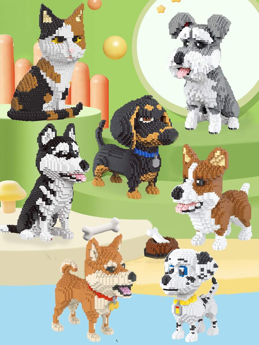1 mô hình ghép hình 3D hoạt hình hình thú cưng (chó Dachshund/Husky/Schnauzer/Corgi/Dalmatian/Shiba Inu/Poodle/Golden Retriever/Border Collie/Beagle/French Bulldog/Bulldog), trang trí nhà cửa, đồ trang trí bàn làm việc, quà tặng sinh nhật/năm mới. - Nhiều màu - Xem 1