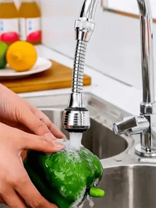 1pc 360 Degree Swivel Faucet Extender, Kitchen Water Saving Aerator, Splash Proof Faucet Head, Pressure Boosting Shower Head Design, Convenient For Cleaning And Water Saving, Kitchen And Bathroom Accessory - Black and White - View 4