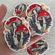 2pcs Cartoon Embroidered Fairy Tale Mushroom Pattern Patches, Suitable For DIY Decoration On Backpacks, Clothing, Hats, Etc. Seamless Fabric Patches, Soft Textile - Red - View 1