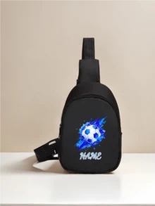 Customized Mini Chest Bag, Can Print Personalized Name Or Holiday Greetings. Create Your Own Exclusive Bag, Back To School Backpack, Crossbody Bag, Suitable For Daily School, Travel, Vacation And Other Occasions. Multi-Functional, Decorative, Letter Pattern, Fashionable, Soft, Modern, Colorful, Cute, Adorable, Casual, Customized, Personalized - Text 2 - View 30