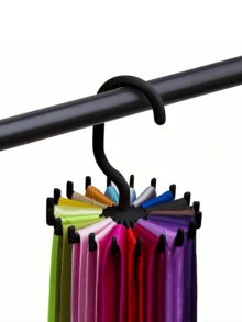 20-Slot Rotating Tie Rack, Adjustable Plastic Tie Hooks, Men's Wardrobe Organizer, Belt & Scarf Holder, 360-Degree Rotating Tie Rack, Multi-Functional Wardrobe Organizer For Ties, Scarves, Belts And Bags, Space-Saving For Home And Travel, Fits Any Closet Space - Multicolor - View 2