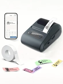 1pc Portable Mini Thermal Label Printer, Household Bluetooth Handheld Receipt Barcode Printer, Compatible With 12-57mm/0.47-2.24in Thermal Labels, Ink-Free Printing, Create Labels Anytime, Thoughtful Gift For Family And Friends On Christmas, Birthday, New Year - Multicolor - View 3