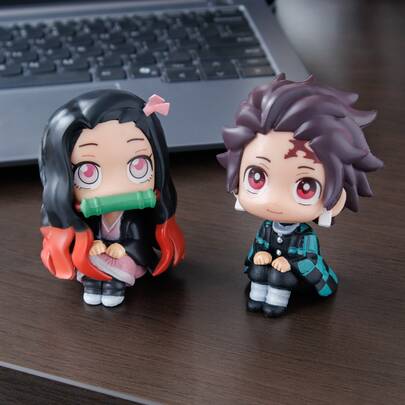 鬼灭之刃Q版坐姿系列动漫周边手办雕像收藏品桌面摆件家居装饰动漫迷收藏展示品动漫角色玩具，万圣节圣诞节礼物