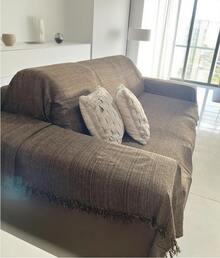 Set Of 2 Extra Large King Size Sofa Throws, Size 3 Meters X 1.80 Meters, Decorative For A Luxurious Home, 100% Cotton Reinforced Protective Cover - 巧克力棕 - 查看 3