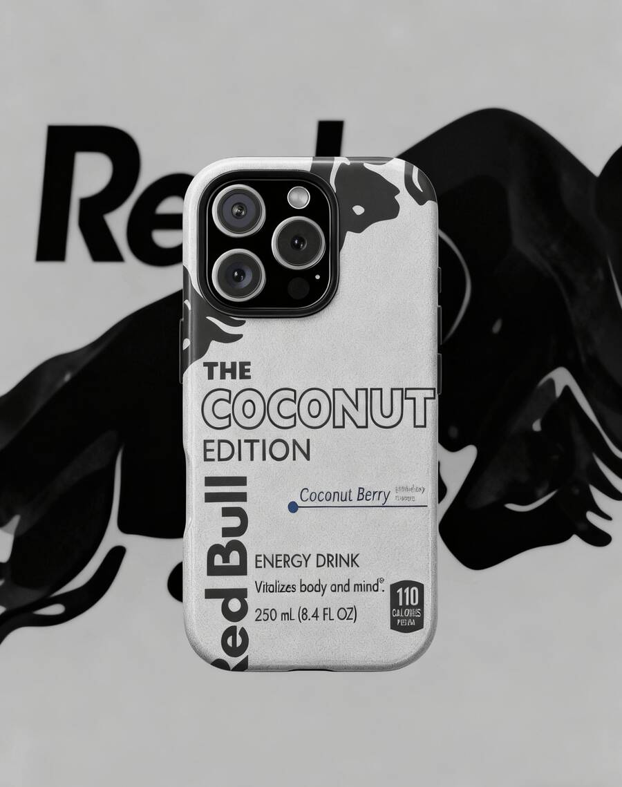 1 Pcs Red Bull Coconut Phone Case, Suitable For 17 Pro Max/17 Air/ 16 Pro MAX/15 Pro Max/14 Pro/13 Pro/12/11, Personalized Phone Case For Men And Women,They Are Excellent Gifts For Girlfriends, Boyfriends And Family Members For Christmas And Halloween. - 黑色 - 查看 1
