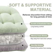 Sage Green Chair Cushions For Dining Chairs,Thick Seat Cushions For Kitchen Chairs With Non-Slip Backing,Waterproof Chair Seat Pads With Ties, 15.5"X15.5"X4" - 鼠尾草綠 - 查看 4