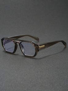 1 pieza Gafas con montura de piloto unisex, gafas, gafas con lentes planos, accesorios Y2K, de vuelta a la escuela, regalo para mujeres, esencial para vacaciones, adecuado para la escuela, ir y venir, vida diaria, juegos móviles, para todas las estaciones - transparente - Ver 6