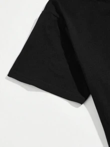 Unisex Camiseta casual de cuello redondo y manga corta con estampado de letras para hombre, de estilo veraniego, amigable con el streetwear, emo, estilo de los 2000, para parejas - Negro - Ver 2
