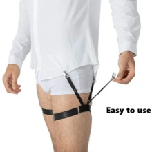 2pcs/Set Adjustable Men's Shirt Stays With Non-Slip Locking Clamps - Keep Your Shirt Tucked In All Day! Men's Shirt Garters Adjustable Elastic Leg Suspenders Shirt Holders Straps Belt Crease-Resistance Non-Slip Locking Clamps Black - Multicolor - View 3
