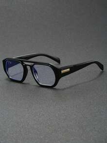 1 pieza Gafas con montura de piloto unisex, gafas, gafas con lentes planos, accesorios Y2K, de vuelta a la escuela, regalo para mujeres, esencial para vacaciones, adecuado para la escuela, ir y venir, vida diaria, juegos móviles, para todas las estaciones - transparente - Ver 2