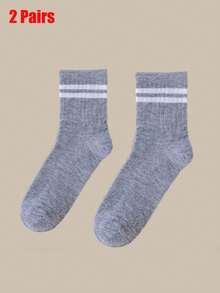 2/5 Pairs Women Slim Striped Mid-Calf Socks - Beige And Brown Striped Pattern, Suitable For Autumn/Winter, Machine Washable, Suitable For Casual And Formal Wear, Cute Socks, Casual Outfit, Fashionable Socks, Comfortable Style, Fashion Enthusiasts, Daily Socks, Fashionable Socks, Durable Material, Fashionable Women, Thick Socks, Fashion Buyers, Formal Wear, Fashionable Stripes, Outdoor Enthusiasts, Striped Pattern, Couple Socks