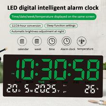 14.17 Inches Long, 6.3 Inches Wide, 1.38 Inches High, LED HD Large Screen Smart Electronic Clock, Multifunctional Desk Clock For Home, Office, Student, Displaying Time/Date/Week/Temperature On The Same Screen - Multicolor - View 4