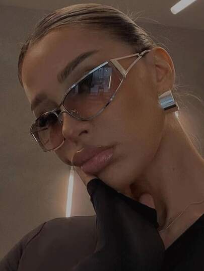 1pc Y2K Hollow Vintage Fashion Fashion Glasses, Stylish Street Snap Fashion Glasses For Women