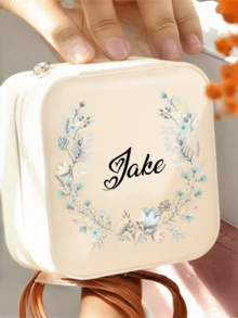 Personalized Name Heart-Shaped Jewelry Box - Customized Light Beige Bridesmaid Jewelry Box, Zipper Closure, Lined Interior, With Compartments, Elegant Travel Jewelry Storage Box, Suitable As Bridesmaid Gift | Exquisite Jewelry Box | Zipper Box, Bridesmaid Gift, Jewelry Box, Customized Gift, Jewelry Box, Bridesmaid Gift, Women Gift - Multicolor - View 13