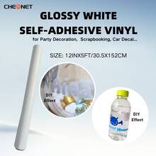 CHEONET - Permanent Vinyl, Sticky Vinyl Rolls For All Cutting Machines, Permanent Outdoor Vinyl, Suitable For Decorative Stickers, Car Stickers, Scrapbooks, Signs, Glossy Waterproof