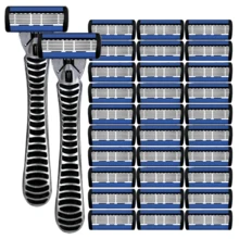 男士手动剃须刀，配备6层不锈钢剃须刀片和可更换刀头 - 彩色 - 查看 18