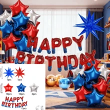 18英寸红、蓝、银星气球，红蓝箔爆炸星气球蜘蛛主题派对装饰套装，适用于超级英雄主题派对 - 43件 - 查看 6