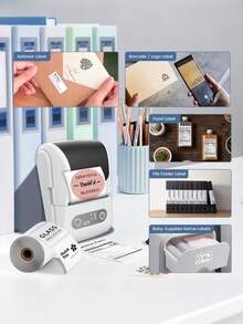 1pc Portable Mini Thermal Label Printer, Household Bluetooth Handheld Receipt Barcode Printer, Compatible With 12-57mm/0.47-2.24in Thermal Labels, Ink-Free Printing, Create Labels Anytime, Thoughtful Gift For Family And Friends On Christmas, Birthday, New Year - Multicolor - View 10