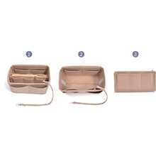 1pc Extra Large/Large/Medium/Small Multi-Functional High Capacity Felt Cloth Inner Lining Makeup Bag Felt Bag Removable Organizer Pouch Travel Accessories - Beige - View 8