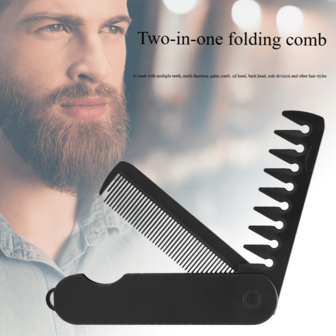 1/3 pezzi Pettine pieghevole 2 in 1 da uomo, con denti larghi e fini, strumento di grooming multifunzionale portatile con anello di , adatto per capelli normali, accessorio da salone, aiuto per lo styling dei capelli