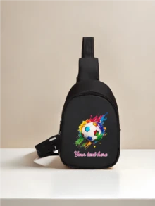 Customized Mini Chest Bag, Can Print Personalized Name Or Holiday Greetings. Create Your Own Exclusive Bag, Back To School Backpack, Crossbody Bag, Suitable For Daily School, Travel, Vacation And Other Occasions. Multi-Functional, Decorative, Letter Pattern, Fashionable, Soft, Modern, Colorful, Cute, Adorable, Casual, Customized, Personalized - Text 2 - View 17