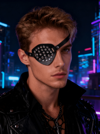 1 pieza Parche de ojo de pirata medieval vintage de cuero, máscara de ojo, accesorio de disfraz medieval para hombres y mujeres, para juegos de roles de Halloween